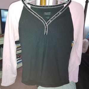 Pink and black pajama top